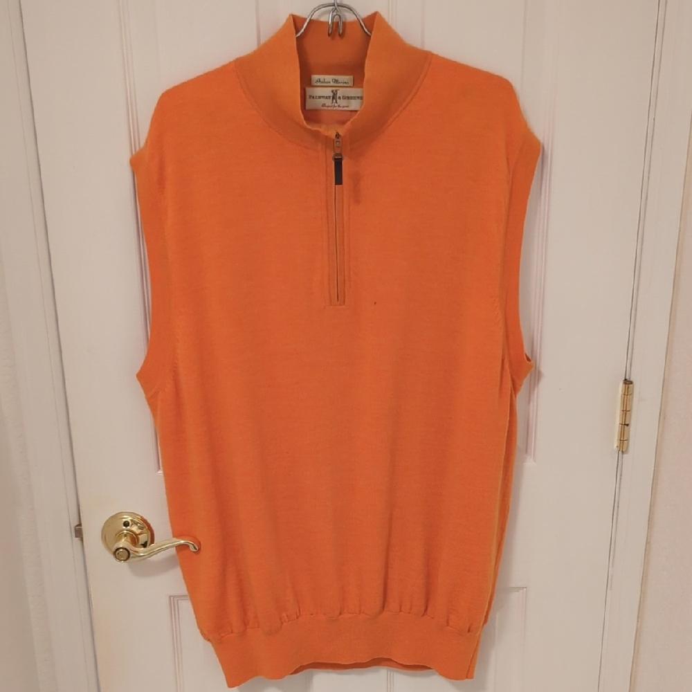 Men's FAIRWAY & GREENE Italian Merino Zip Up Sweater Vest Size L